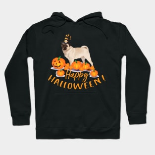 Happy Halloween Pug Fall Design Hoodie